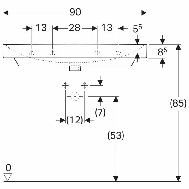 Lavoar pe mobilier Geberit Smyle Square 90 cm fara orificiu baterie [4]