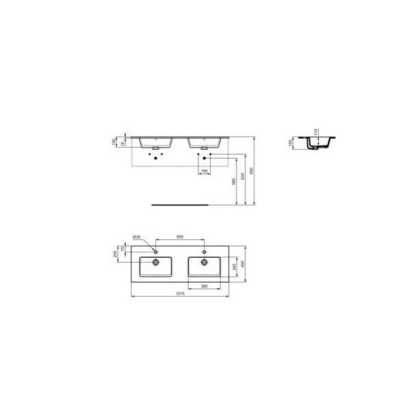 Lavoar pe mobilier Ideal Standard Tempo 121,5 cm [2]