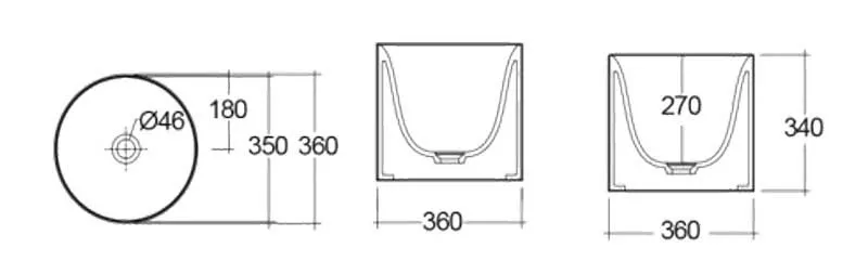Lavoar Rak Ceramics Petit, pe blat, 36 cm, alb, PETCT13400AWHA [4]