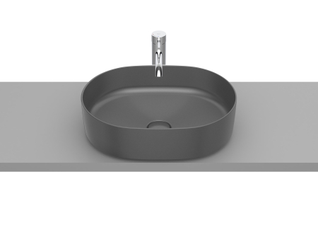 Baie - Lavoar Roca A327520640, 500 mm, 370 mm, 140 mm, 1 cuve, suprafata antiaderent, pe blat, interior zona montaj, Antracit