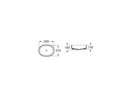 Lavoar Roca A327520640, 500 mm, 370 mm, 140 mm, 1 cuve, suprafata antiaderent, pe blat, interior zona montaj, Antracit [1]
