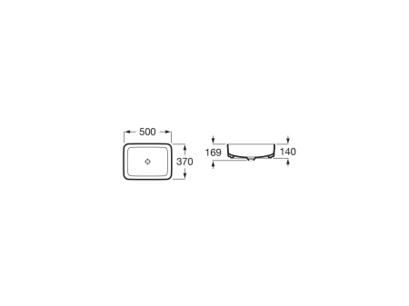 Lavoar Roca A327530640, 500 mm, 370 mm, 140 mm, 1 cuve, suprafata antiaderent, pe blat, interior zona montaj, Antracit [1]