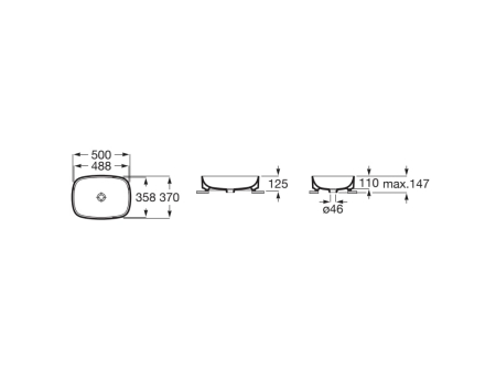 Lavoar Roca A3275L0000, 500 mm, 370 mm, 110 mm, 1 cuve, suprafata antiaderent, pe blat, fara nr orificii baterie, Alb [1]