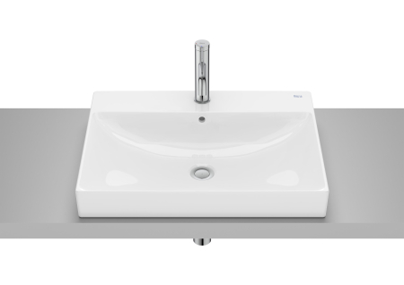 Baie - Lavoar Roca A32768N000, 600 mm, 450 mm, 80 mm, 1 cuve, 1 nr orificii baterie, suprafata antiaderent, Alb