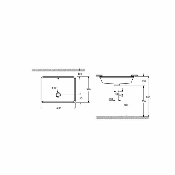 Lavoar sub blat Grohe Cube Ceramic cu PureGuard 50x37 cm [2]