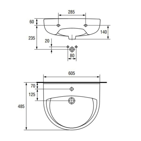 Lavoar suspendat Cersanit, President, 60 cm, alb [1]
