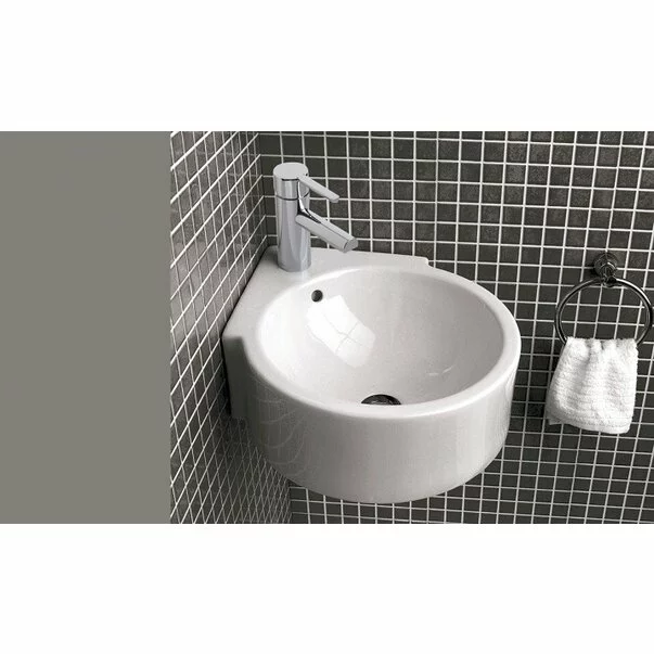 Lavoar suspendat Gala Isla de colt alb lucios 40 cm [2]