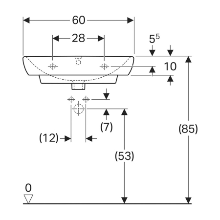 Lavoar suspendat, Geberit, Selnova Square, 60 cm, alb [4]