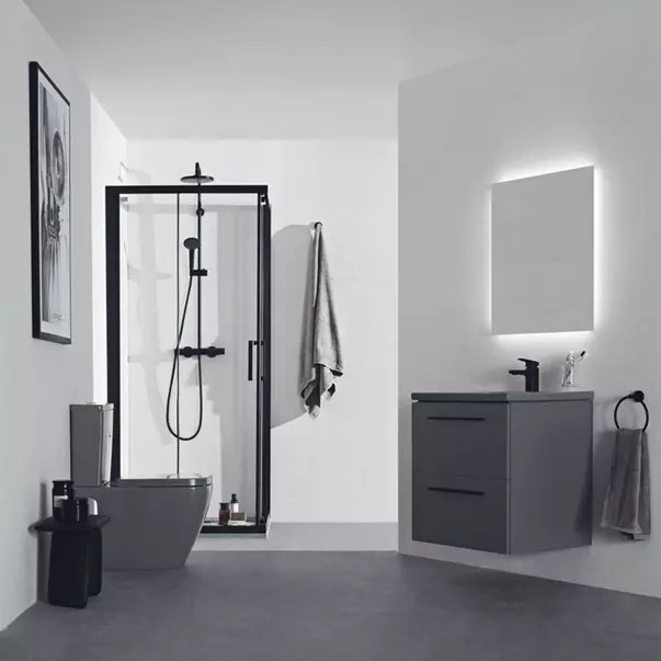 Lavoar suspendat Ideal Standard i.life B gri lucios 61 cm cu orificiu baterie si preaplin [3]