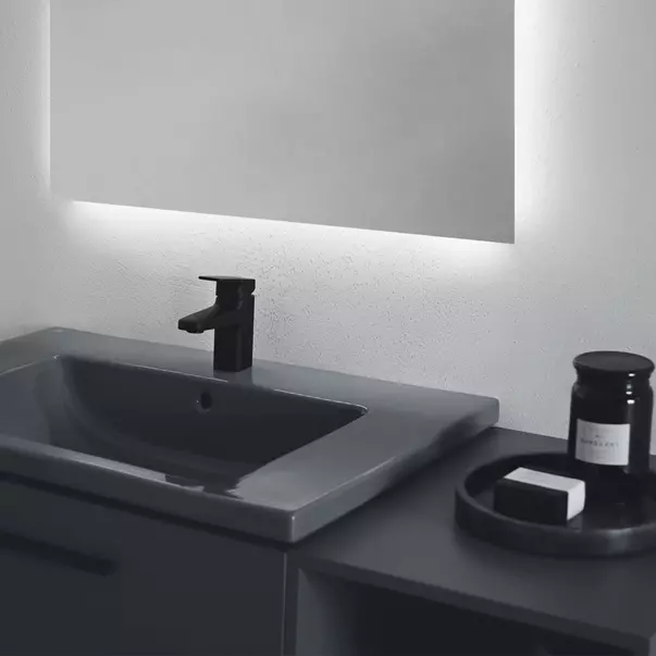 Lavoar suspendat Ideal Standard i.life B gri lucios 81 cm cu orificiu baterie si preaplin [2]