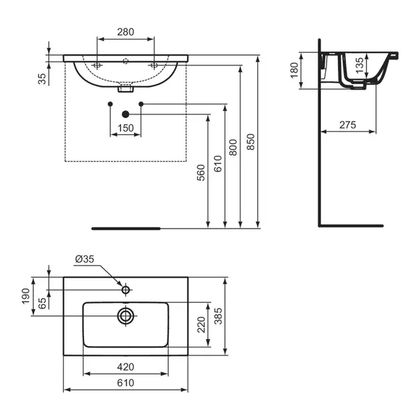 Lavoar suspendat Ideal Standard i.life S alb lucios 61 cm [10]