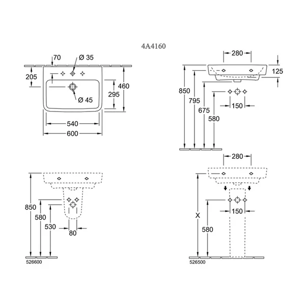 Lavoar suspendat Villeroy&Boch O.Novo 60 cm alb [4]