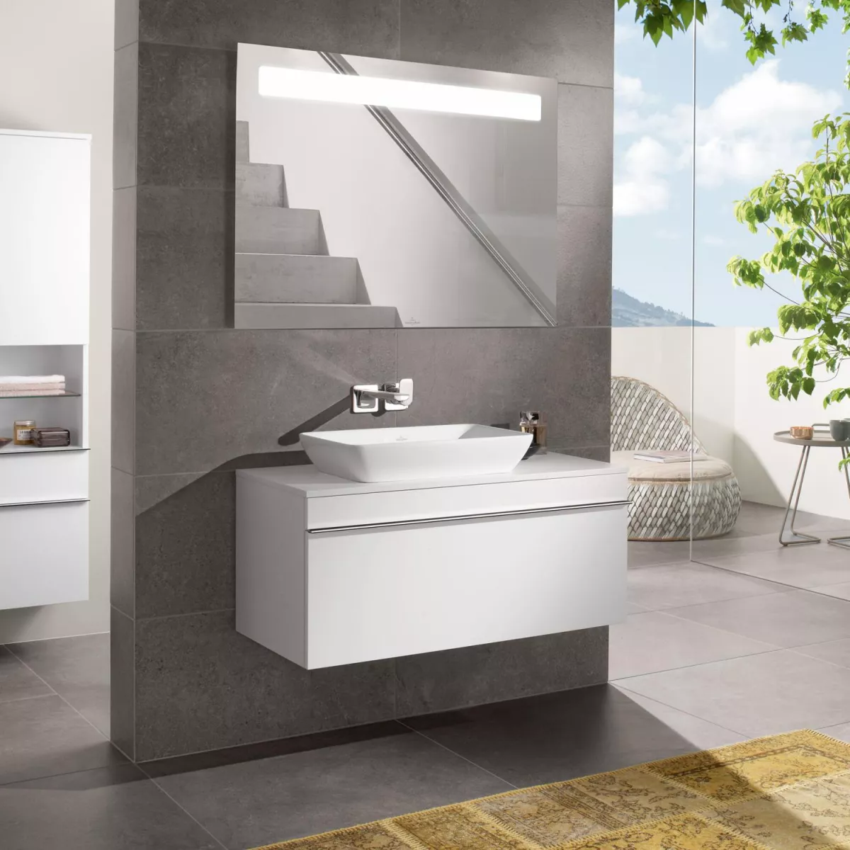 Lavoar Villeroy & Boch Venticello, pe blat, 550 x 360 mm, CeramicPlus, alb, 411355R1 [2]
