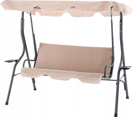 Leagan balansoar gradina 3 locuri maxim 220 kg poliester, design confortabil, bej inchis [1]