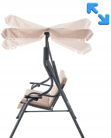 Leagan balansoar gradina 3 locuri maxim 220 kg poliester, design confortabil, bej inchis [3]