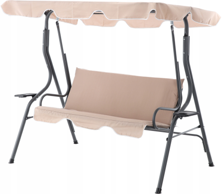 Leagan balansoar gradina 3 locuri maxim 220 kg poliester, design confortabil, bej inchis [8]