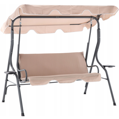 Balansoare si leagane de gradina - Leagan balansoar gradina 3 locuri maxim 220 kg poliester, design confortabil, bej inchis