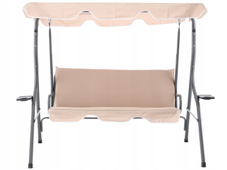 Leagan balansoar gradina 3 locuri maxim 220 kg poliester, design confortabil, bej inchis [4]