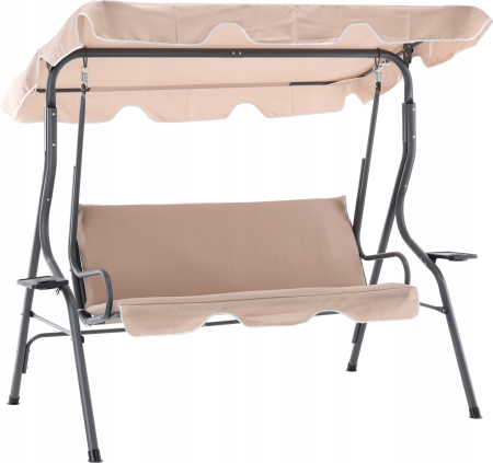 Leagan balansoar gradina 3 locuri maxim 220 kg poliester, design confortabil, bej inchis [6]