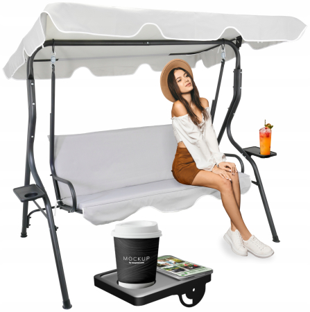 Leagan balansoar gradina Sersimo Cosenza, 3 locuri, 220kg, gri deschis [5]