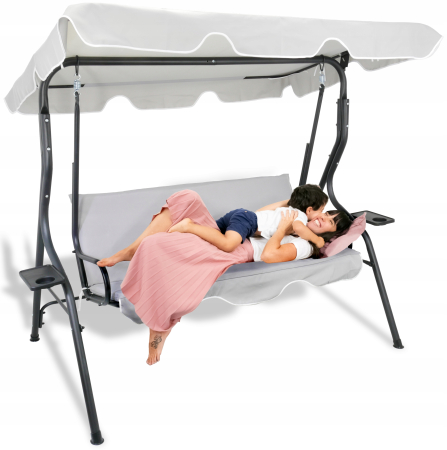 Leagan balansoar gradina Sersimo Cosenza, 3 locuri, 220kg, gri deschis [8]