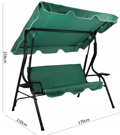 Leagan balansoar gradina Sersimo Modena, 3 locuri, 220kg, verde [1]