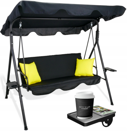 Leagan balansoar gradina Sersimo Trieste, 3 locuri, 220kg, negru [2]