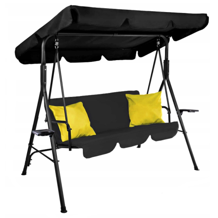 Gradina & balcon - Leagan balansoar gradina Sersimo Trieste, 3 locuri, 220kg, negru