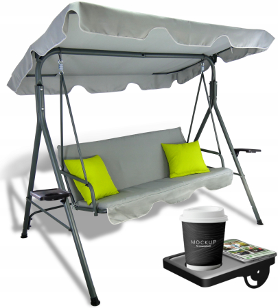 Leagan balansoar gradina Sersimo Vicenza, 3 locuri, 220kg, gri [2]