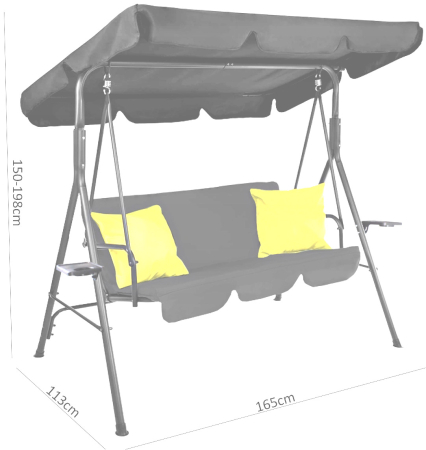 Leagan balansoar gradina Sersimo Vicenza, 3 locuri, 220kg, gri [8]