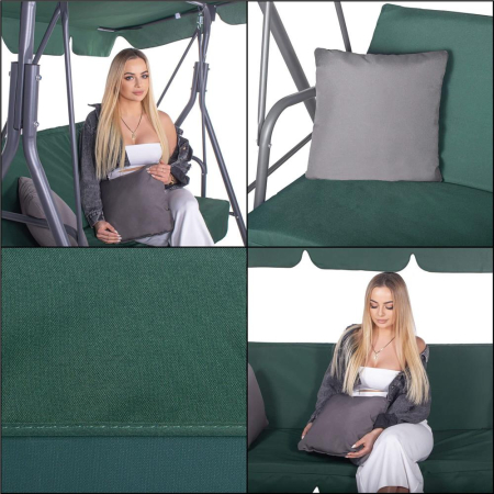 Leagan Balansoar Sersimo Luna cu Pernite pentru Terasa sau Gradina, 3 locuri, 220kg, verde [9]