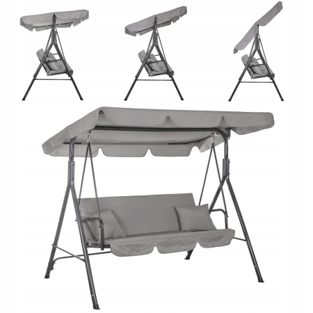 Leagan Balansoar Sersimo Luna GS13S cu Pernite pentru Terasa sau Gradina, 3 locuri, 220kg, gri [4]