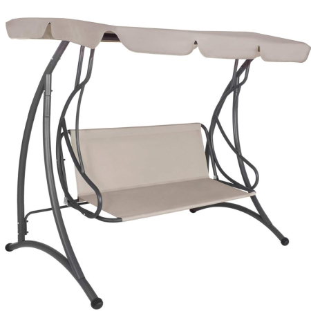 Gradina - Leagan de gradina 190x115x176 cm, pentru 3 persoane, copertina reglabila, perne incluse, cadru otel si material impermeabil, bej