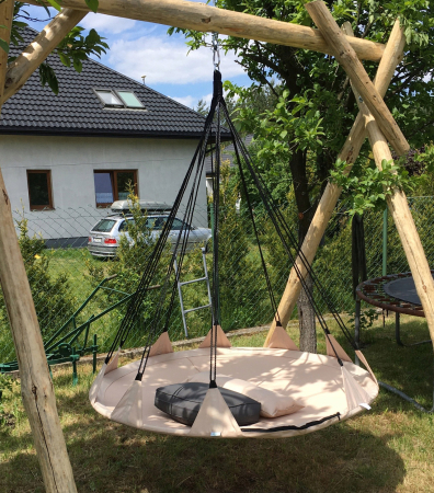 Leagan de gradina XXL Sersimo, suspendat tip pat, 150cm, bej [1]