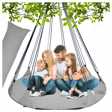 Leagan de gradina XXL Sersimo, suspendat tip pat, 150cm, gri [3]