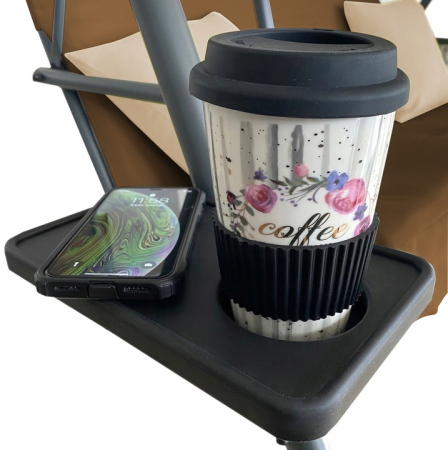 Leagan gradina 3 locuri 170x118x153 cm, cu perne, baldachin reglabil si masute laterale, structura otel, maro [7]