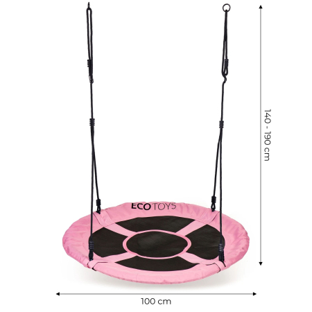 Leagan gradina tip cuib, diametru 100 cm, reglabil pe inaltime, maxim 150 kg, roz [5]