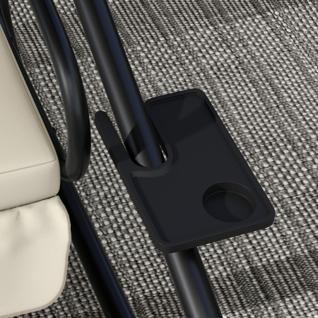  Leagan Pat de Gradina cu acoperis reglabil si tavi, din otel si Teslin, 200x120x164 cm, crem [7]