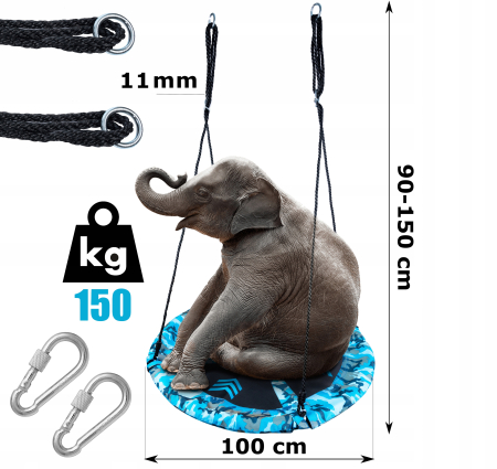 Leagan tip cuib Camuflaj 100cm, inaltime reglabila, 150 kg, Albastru Negru [5]