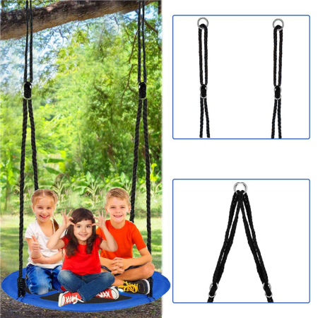 Leagan tip cuib Sersimo NS24, diametru 110cm, inaltime reglabila, pentru exterior, sarcina 150 kg, Albastru Negru [20]