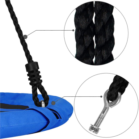 Leagan tip cuib Sersimo NS24, diametru 110cm, inaltime reglabila, pentru exterior, sarcina 150 kg, Albastru Negru [21]