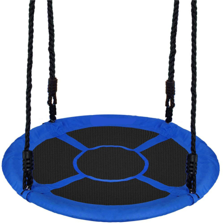 Gradina & balcon - Leagan tip cuib Sersimo NS24, diametru 110cm, inaltime reglabila, pentru exterior, sarcina 150 kg, Albastru Negru