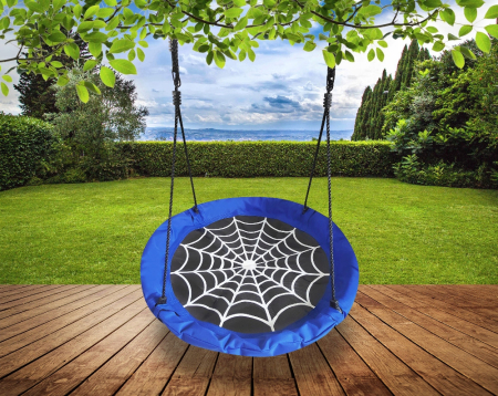 Leagan tip cuib Spider, 100cm, inaltime reglabila, 150 kg, Albastru Negru [5]