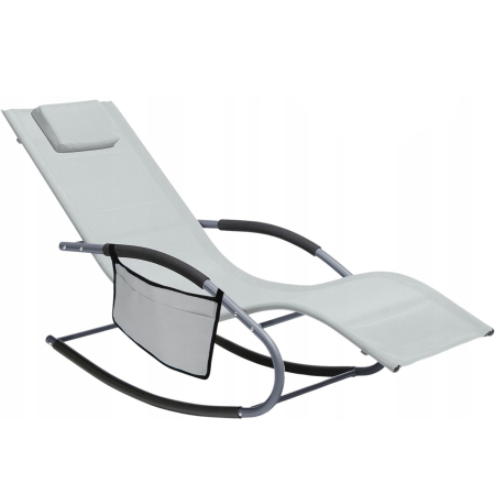 Gradina - Leagan tip sezlong pentru gradina 148x63x87 cm, structura otel, textilen, design ergonomic, gri deschis