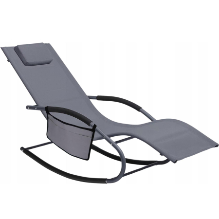 Gradina & balcon - Leagan tip sezlong pentru gradina 148x63x87 cm, structura otel, textilen, design ergonomic, gri inchis