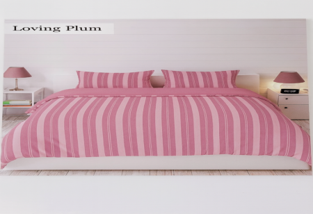 Lenjerie Brius de Pat 2 Pers. Natural Soft 4 Pcs, 40% bumbac, 60%poliester, Fata Perna 50x70 cm, Loving Plum [1]