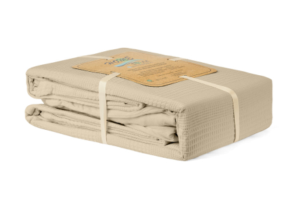 Lenjerii de pat - Lenjerie Brius de Vara Pike 2 Persoane, 100% Bumbac, 160x200, Calitate Premium, Bej