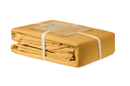 Lenjerii de pat - Lenjerie Brius de Vara Pike 2 Persoane, 100% Bumbac, 160x200, Calitate Premium, Mustar