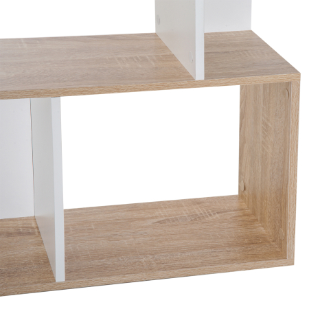  Librarie de Design Modern 4 rafturi Lemn Natural si Alb, 60x24x148cm [8]