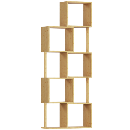 Rafturi si biblioteci -  Librarie moderna si asimetrica cu 5 niveluri din bambus, 62.5 x 23 x 165 cm, lemn